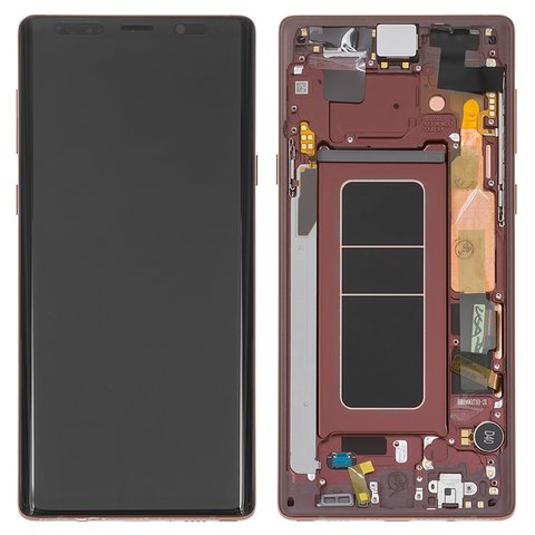 Дисплей для Samsung N960 Galaxy Note 9, коричневий, золотистий, бронзовий, з рамкою, Original, сервісне опаковання, metallic Copper, original glass, #GH97 22269D