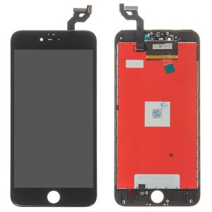 Дисплей для iPhone 6S Plus, чорний, з рамкою, Copy, з пластиками камери та давача наближення, tianma