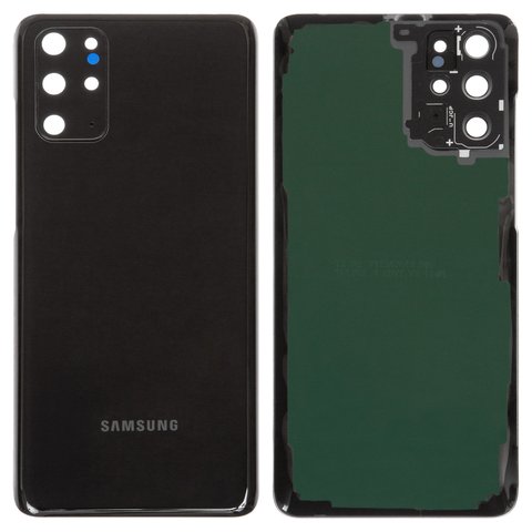 Задня панель корпуса для Samsung G985 Galaxy S20 Plus, G986 Galaxy S20 Plus 5G, чорна, із склом камери, cosmic black