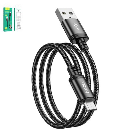 USB кабель Hoco X89, USB тип A, micro USB тип B, 100 см, 2,4 А, чорний, #6931474784346