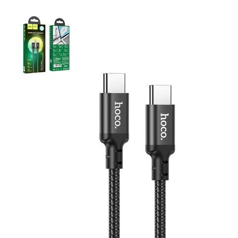 USB кабель Hoco X14, 2xUSB тип C, 100 см, 60 Вт, чорний, #6931474752215