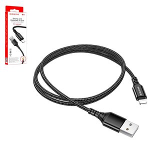 USB кабель Borofone BX54, USB тип A, Lightning, 100 см, 2,4 А, черный, #6931474745798