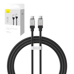 USB кабель Baseus Coolplay Series, 2xUSB тип C, 100 см, 100 Вт, черный, силиконовый, #CAKW000201