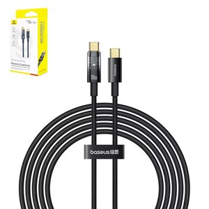 USB кабель Baseus Explorer, 2xUSB тип C, 100 см, 100 Вт, черный, с функцией автовыключения, в нейлоновой оплетке, #P10319703111 00