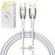 USB кабель Baseus Glimmer, USB тип-C, USB тип-A, 100 см, 100 Вт, белый, в нейлоновой оплетке, #CADH000402