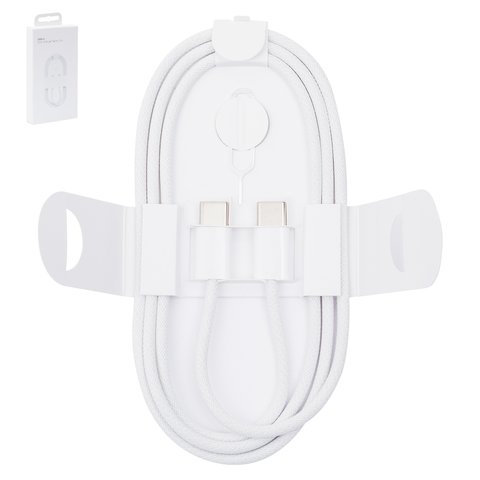 USB кабель, 2xUSB тип C, 100 см, 60 Вт, білий, в нейлоновому обплетенні, box 