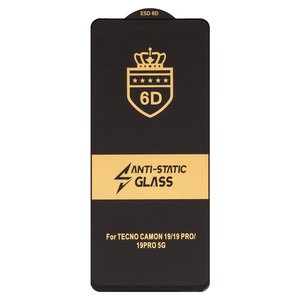 Захисне скло ESD 6D для Tecno Camon 19, сумісне з чохлом, Full Glue, Anti Static, без упаковки , чорний