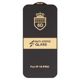 Защитное стекло ESD 6D для Apple iPhone 16 Pro, iPhone 17, совместимо с чехлом, Full Glue, Anti-Static, (без упаковки), черный