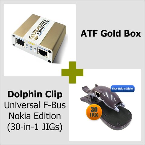 ATF Gold Box + Dolphin Clip Universal Fbus Nokia Edition  30 in 1 JIGs  