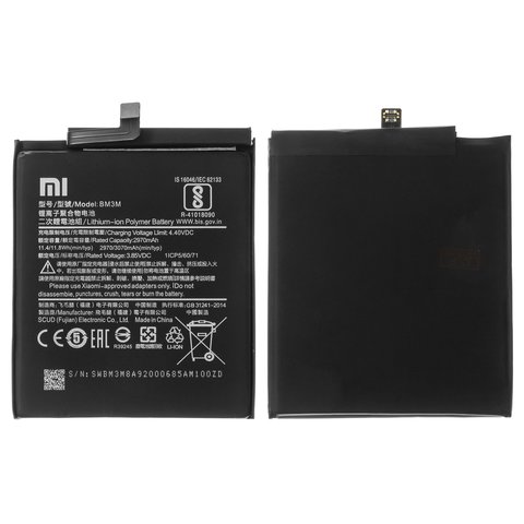 Batería BM3M puede usarse con Xiaomi Mi 9 SE, Li Polymer, 3.85 V, 3070 mAh, Original PRC , M1903F2G