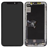LCD compatible with iPhone X, (black, with frame, HC, (OLED), GX OEM hard)