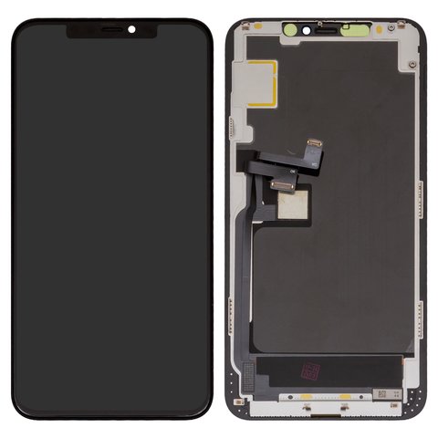 Pantalla LCD puede usarse con iPhone 11 Pro Max, negro, con marco, HC, sin microchip, OLED , OEM soft