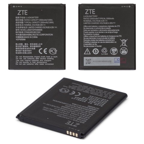 Battery Li3820T43P4h695945 compatible with ZTE Blade A3 2019 , Blade A31 Lite, Blade L8, Blade L9, Li ion, 3.8 V, 2050 mAh, Original PRC  