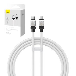 USB кабель Baseus Coolplay Series, 2xUSB тип C, 100 см, 100 Вт, белый, силиконовый, #CAKW000202