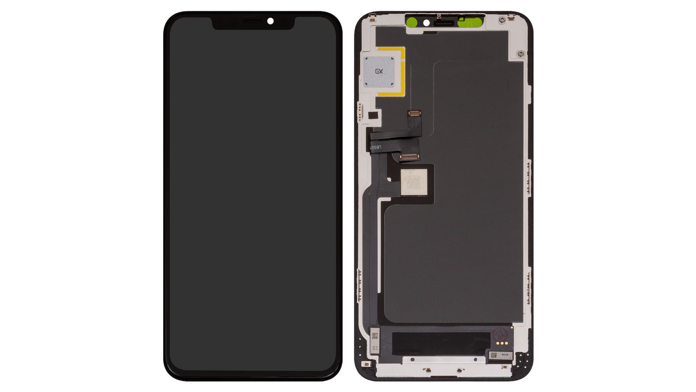 Pantalla LCD puede usarse con iPhone 11 Pro Max, negro, con marco