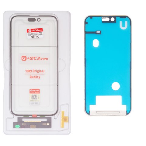 Touchscreen G+OCA PRO compatible with iPhone 15 Pro Max, with OCA film, with frame, black, without microcircuit 
