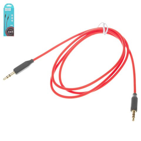 AUX кабель Hoco UPA11, з TRS 3,5 мм на TRS 3,5 мм, 100 см, червоний, силіконовий