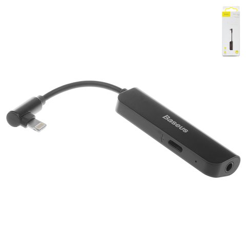 Adapter Baseus L50S, Γ shaped, supports microphone, from Lightning to 3.5 mm 2 in 1, TRRS 3.5 mm, Lightning, black, 2 A  #CALL50S 01