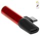 Adapter Baseus L41, (from USB type-C to 3.5 mm 2 in 1, doesn't support microphone , USB type C, TRS 3.5 mm, red, 1 A) #CATL41-91