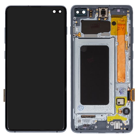 LCD compatible with Samsung G975 Galaxy S10 Plus, dark blue, with frame, Original, service pack, prism blue #GH82 18849C GH82 18834C