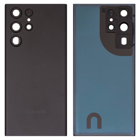 Задняя панель корпуса для Samsung S908B Galaxy S22 Ultra 5G, черная, со стеклом камеры