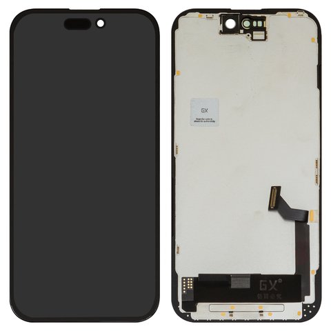 LCD compatible with iPhone 15, black, with frame, HC, OLED , GX OEM hard 