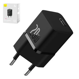 Adaptador de red Baseus GaN5 mini, 20 W, Fast Charge, negro, 1 puerto, #CCGN050101