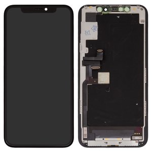 Pantalla LCD puede usarse con iPhone 11 Pro, negro, con marco, vidrio reemplazado, con plásticos de cámara y sensor de acercamiento
