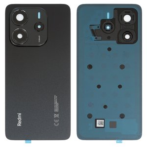 Panel trasero de carcasa puede usarse con Xiaomi Redmi Note 14 4G, negra, con vidrio de cámara, global version, midnight black