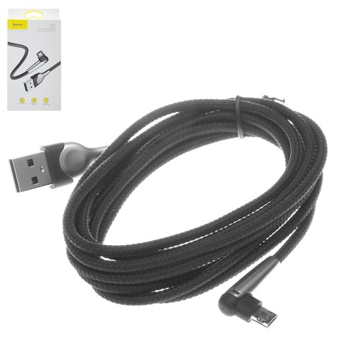 Кабель для зарядки Baseus MVP Elbow, USB тип A, micro USB тип B, 200 см, 1,5 А, чорний, #CAMMVP F01