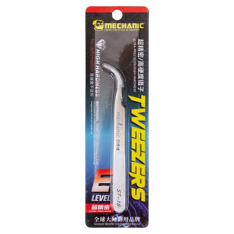 Пінцет монтажний Mechanic ST 15, вигнутий, 115 мм, ultra precision