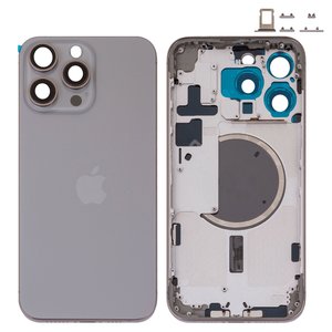 Корпус для iPhone 15 Pro Max, серый, с держателем SIM карты, с боковыми кнопками, Original PRC , EU Version, natural titanium